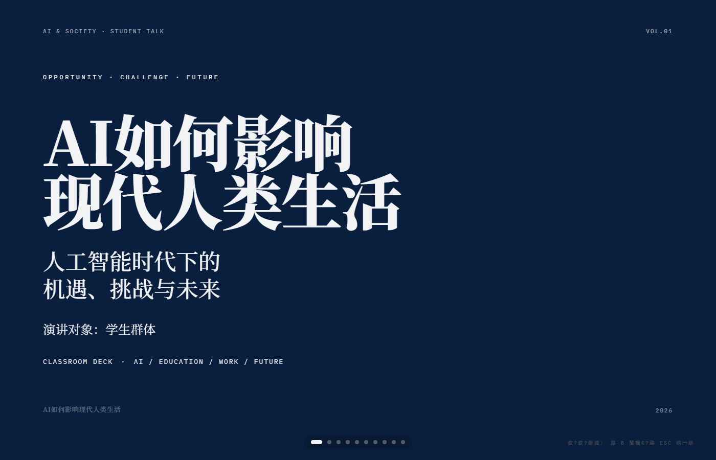 AI 如何影响现代人类生活 PPT 首页预览图